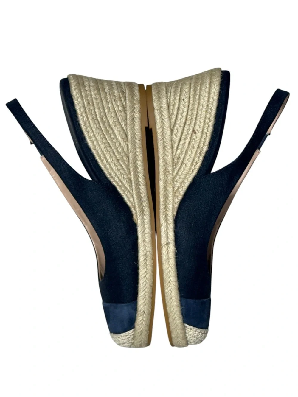 Cole Haan Cloudfeel Navy Espadrille Wedge Slingback Pumps Shoes Size 10.5